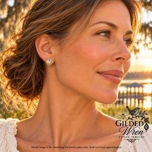 Rachel Ashwell Gold Plated 925 Silver Clear CZ Heart Halo Stud Earrings 9.5mm
